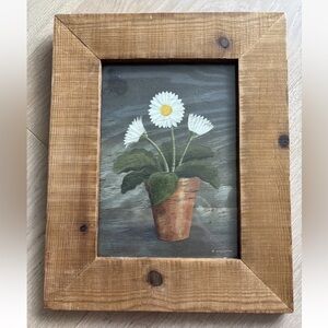 M. Wiscombe Original Painting Potted Daisy Flowers Vintage, UK, acrylic on wood